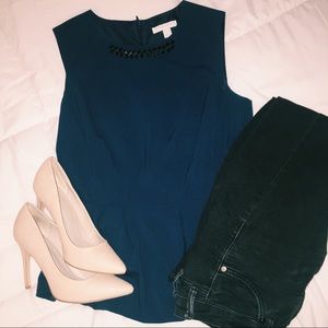 Teal Peplum Blouse